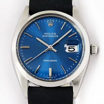 Rolex  OysterDate Precision Sunburst Blue Dial Vintage Wrist Watch  6694 • £2532.96