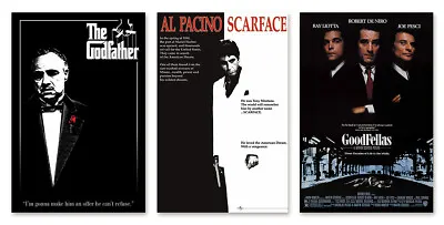 Classic Gangster Movies - Poster Set (scarface Goodfellas & The Godfather) • $24.99