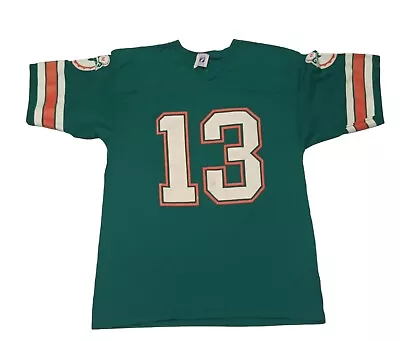 Vintage Dan Marino Jersey Large Logo 7 Miami Dolphins NFL Football 90's • $35.26