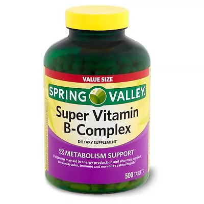 Spring Valley Super Vitamin B-Complex Dietary Supplement Value Size 500 Count • $17.77