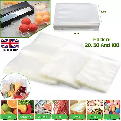 100X Textured Vacuum Sealer Bags Vac Seal Dry Wet Pack Food Saver Storage Bag • £3.99