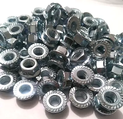 M8-1.25 / 8mm Zinc Hex Serrated Flange Nuts Metric Class 8- Made In Usa-(25pcs) • $10