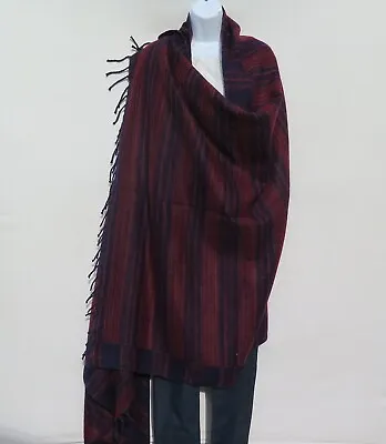 Yak Wool Blend | Shawl/Throw | Handmade | Reversal | Base Color: Navy • $34.20