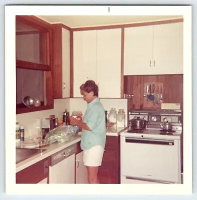 Vintage Photo Woman Working In Kitchen 1960's Found Art DST2 • $1.50