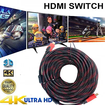 $4.99 • Buy Premium Quality 4K HDMI Cable Ultra HD Cord 20M 10M 5M 3M Metre For XBOX PS4 PS5