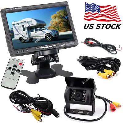 12V-24V Vehicle Backup Reverse Rear View Camera +7  TFT LCD Monitor For RV Truck • $63.99