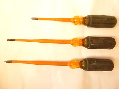 Klein Tools 3 Pc Set / Lot Insulated Screwdrivers Phillips Square Flat/Slotted • $20.20