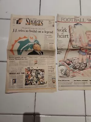 Miami Dolphins Rare Newspaper Lot Of 2 Miami Herald 1996 Jimmy Johnson + Preview • $20