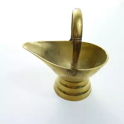 Vintage Small Brass Pitcher Pot Mini Coal Scuttle Bucket • $15