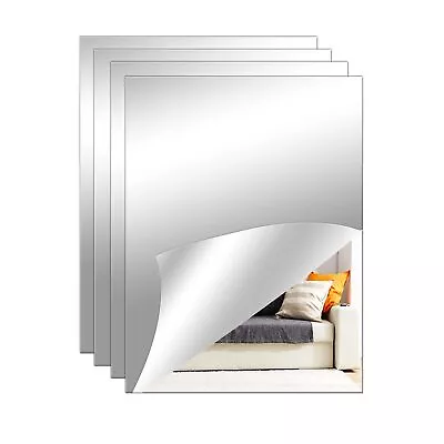 4PCS Acrylic Mirror Tiles Thick Self Adhesive Wall Sticker Sheets Wall Decor US • $13.16