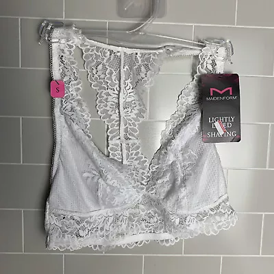 Maidenform Women's Size Small Lace-T-Back Bralette DM1126  White NWT   • $14.99