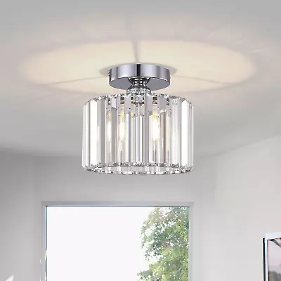 Semi Flush Mount Ceiling Light Modern Chandelier Crystal Ceiling Light Fixture • $60.99