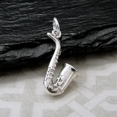 925 Sterling Silver Saxophone Charm - 3D Saxophone Pendant -  Instrument Charm • $14.95