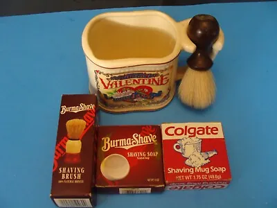 Shaving Mug With Brush + Vtg.  Colgate Mug Soap And Burma-shaving Brush  & Soap • $25