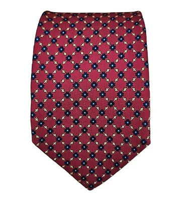 E. MARINELLA Red Geometric Floral Silk Tie HANDMADE ITALY 60 / 3.8  EC • $100