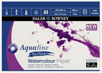 Daler Rowney Aquafine Watercolour Texture Pad A4 300gsm • £6.99