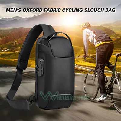 Men's Sling Backpack Waterproof Anti-theft Shoulder Crossbody Chest Bag USB Port • $23.99