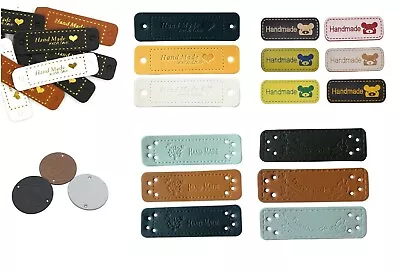 Faux Leather Labels HAND MADE WITH LOVE Sew On Clothing Tag Label Tags • £3.20