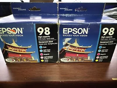 Lot Of 2 - Genuine Epson 98 Multicolor Ink Cartridges 5-Pack Black Expired 2019 • $90