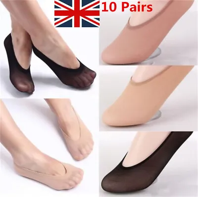 Uk 10 Pairs Womens Ladies Girls Shoe Liners Footsies Invisible Skin Thin Socks  • £4.20