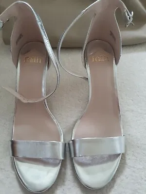 Faith Silver Glitter Ankle Strap Stiletto Sandal Size 7 Rrp 29.99 • £17.50