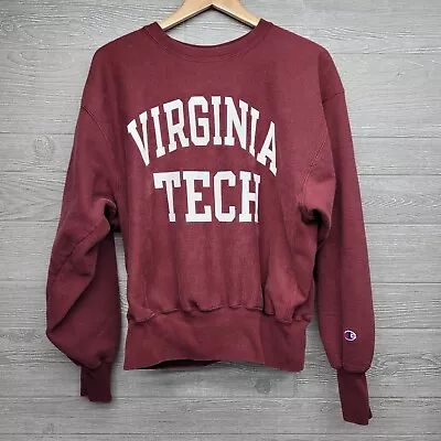 Vintage Champion Reverse Weave Virginia Tech Hokies Sweatshirt Size Large • $40.50