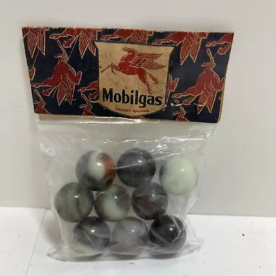 Vintage Bags Of Marbles Mobilgas Service Station Never Opened • $25