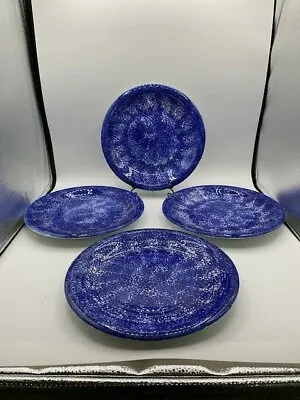 Set Of 4 La Primula S.R.L Blue Spongeware Dinner Plates Made In Italy No Damage • $19.55