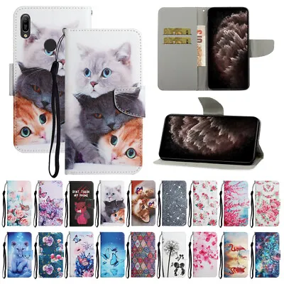 For Huawei Y6S Y5P Y6 Y7 2019 Painted Case Flip Leather Wallet Phone Stand Cover • £7.87