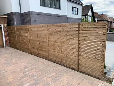 £107.80 • Buy Contemporary Horizontal Slatted Fence Panels. Scandinavian Redwood