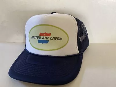 Vintage United Air Lines Hat Vacation Trucker Hat Adjustable Snapback Navy Cap • $19.02