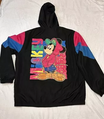 Vintage 90s Disney Mickey Mouse Color Block Pullover Windbreaker Jacket Size 2XL • $49.99