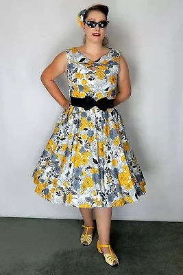 Chic Detailed Vintage 50's Rockabilly Monroe Hepburn Style Full Circle Dress  • $59.96