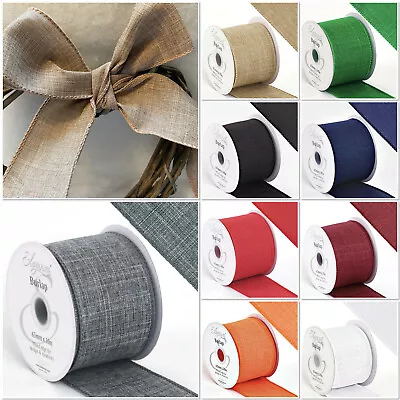 £2.75 • Buy 63MM Wired Edged Burlap Hessian Ribbon Choose Colour.Short Lengths Or Full Rolls