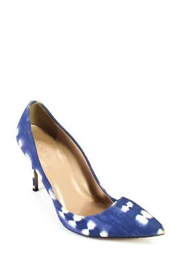 J Crew Women's Pointed Spotted Print Stiletto Heels Blue Size 7.5 • $42.69