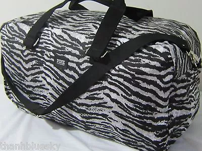 Large VICTORIA SECRET PINK TRAVEL Zebra Tiger CARRYON WEEKENDER DUFFLE TOTE BAG • $99.16