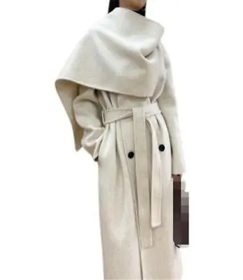 Windbreaker Lady Wool Cashmere Warm Casual Outwear Parka Scarf Collar Overcoat  • $125.54