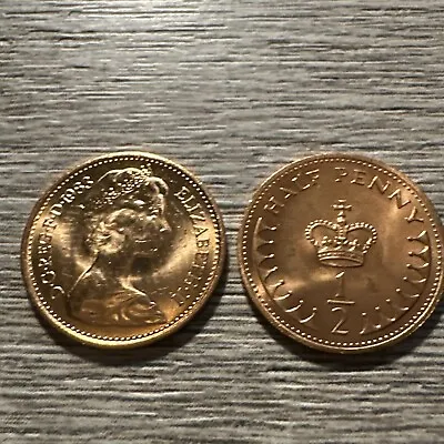 2x Half Pence 1983 Half Penny 1983 Uncirculated 1/2 Decimal • £1
