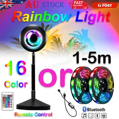 Projection Lamp Rainbow Sunset 16Colors/RGB LED Strip Lights Waterproof 5050 12V • $11.86