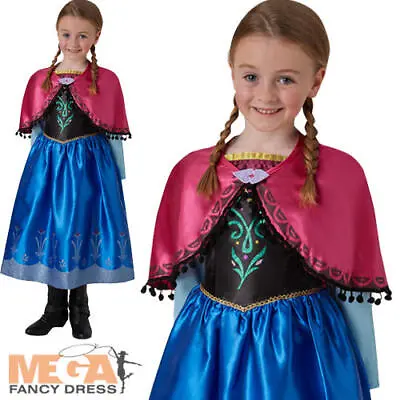 Deluxe Anna Girls Fancy Dress Ice Queen Disney Princess Kids Costume Outfit  • £16.99