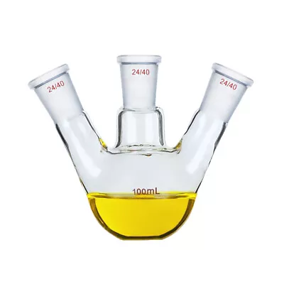 100ml 24/40 Flat Bottom Glass Flask 3-Neck Lab Chemistry Bottle Three Necks • $27.99