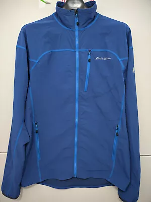 Eddie Bauer Jacket Mens MT Blue First Ascent Zip Soft Dry Nylon Blend Stretch • $20