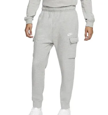 $45 • Buy Nike Men Sportswear Club Fleece Cargo Pants In DKGrey HTR, Diff Sizes, CD3129-06