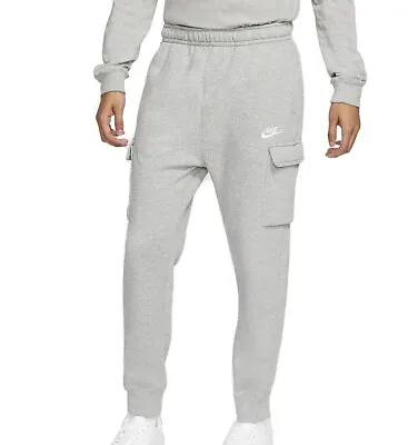 Nike Men Sportswear Club Fleece Dark Grey/Heather Cargo Pants CD3129-063 • $45