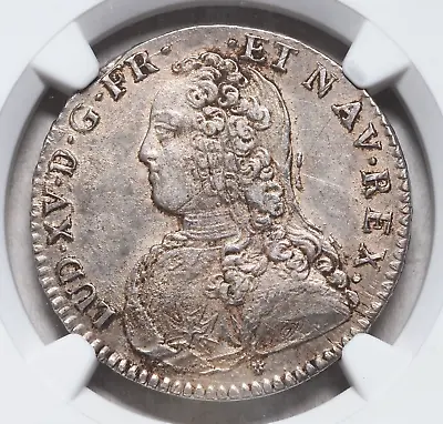 1736-C Royal France Louis XVI. Beautiful Silver ½ Ecu Coin. Caen! NGC AU-58! • £307.94