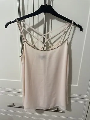 £6.70 • Buy Peach Nude Colour Strappy Cami Top With Bead Detail And Cross Back Straps Size 6