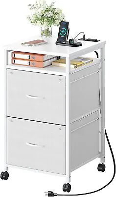 Deep 2 Drawer Filing Cabinet Vertical File Cabinet W/ USB Office Storage Drawers • $64.59