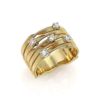 Marco Bicego Marrakech Diamond 18k Yellow Gold 5 Row Band Ring • $3749