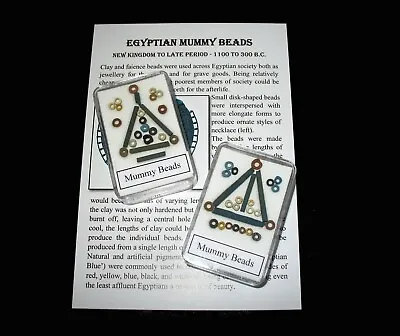 Ancient Egyptian Mummy Beads 3000 Years Old In MEDIUM Display Case W ID Card • $14.94