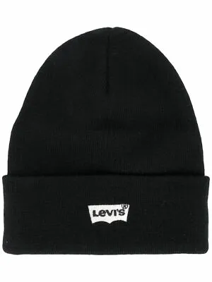 Levis Batwing Embroidery Turnup Beany / Wooly Hat 225984 - Black  • £19.99